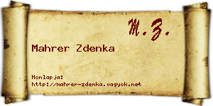 Mahrer Zdenka névjegykártya